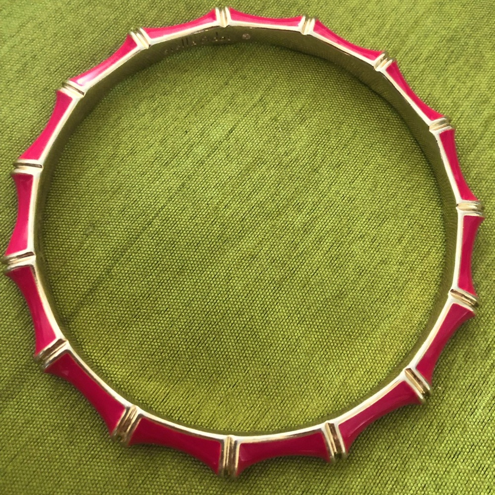 Stella & Dot Hot Pink Enamel Bangle with Gold Tone accents. NWOT.